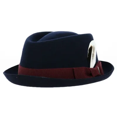 PorkPie Diamond Wool Felt Navy Hat - Stetson Reference: 18340 | Chapellerie Traclet