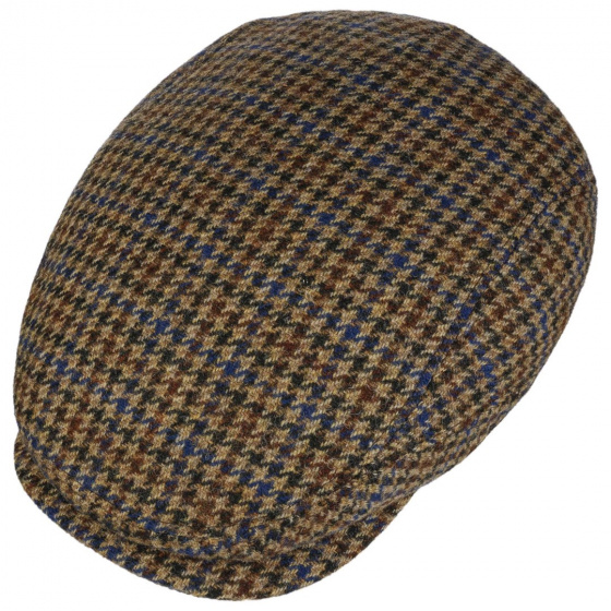 Casquette Plate Harris Tweed Laine Vierge Marron - Lierys