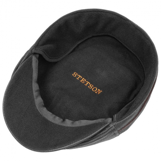 Redding Leather Cap with Ear Flaps Black - Stetson Redding Leather Cap with Ear Flaps Black - Stetson