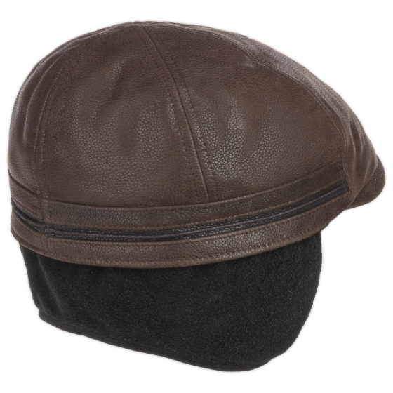 Stetson Redding Leather Cap with Ear Flaps in Brown