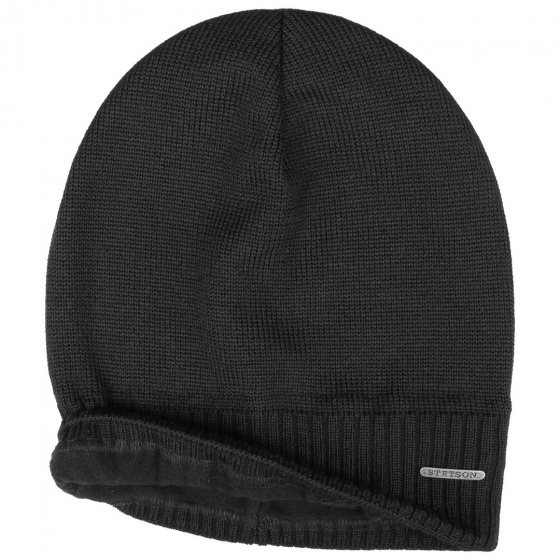 Long Black Wool Beanie - Stetson