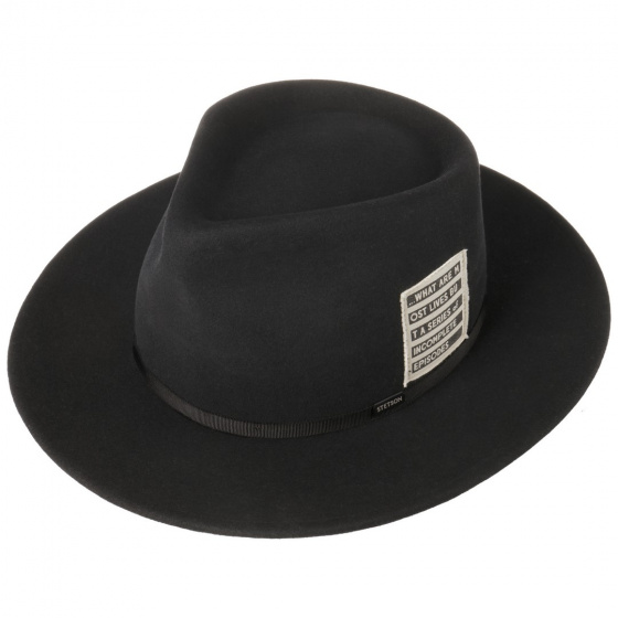 Stetson Wool & Cashmere Fedora Hat in Black - Series Collection