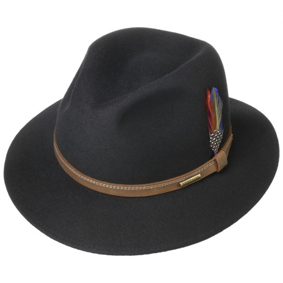 Chapeau Traveller Ortenzo Feutre Laine Noir - Stetson