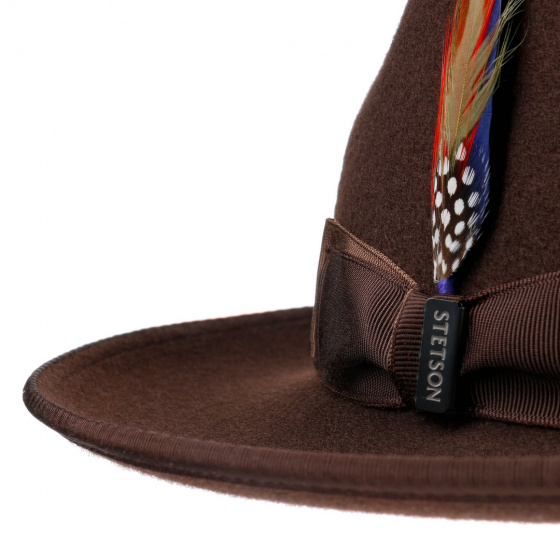 Chapeau Fedora Sandata Feutre Laine Marron - Stetson