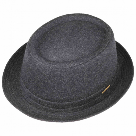 Chapeau PorkPie Berning Laine Vierge Anthracite - Stetson Chapeau PorkPie Berning Laine Vierge Anthracite - Stetson