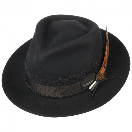 Ego Black Fur Felt Fedora Hat - Stetson