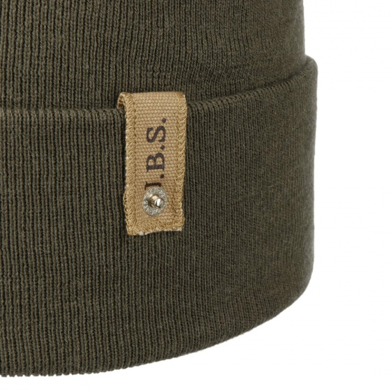 Cotton & Wool Cuffed Beanie in Khaki - Stetson