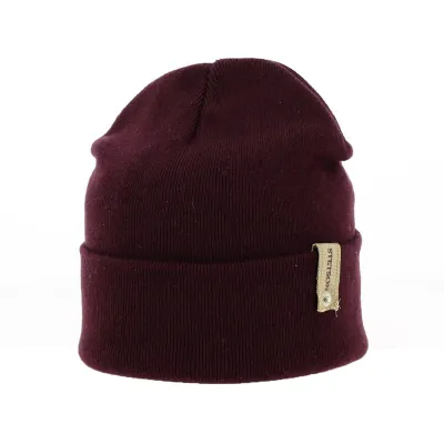 Cotton & Wool Burgundy Cuffed Beanie - Stetson Reference: 18413 | Traclet Hat Shop