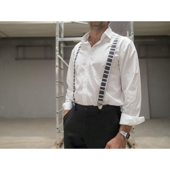 Black & White Piano Suspenders - Traclet Black & White Piano Suspenders - Traclet