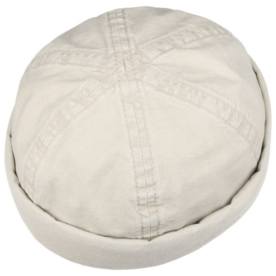 Beige Organic Cotton Washed Docker Beanie - Stetson