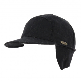 Dalena Black Wool Ear Flap Cap - Traclet