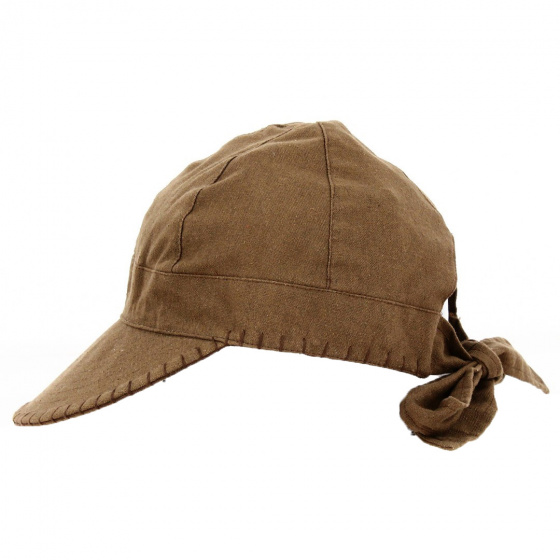 Brown Linen & Cotton Baseball Cap - Traclet