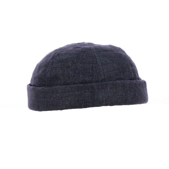 Navy Linen Docker Beanie - Stetson
