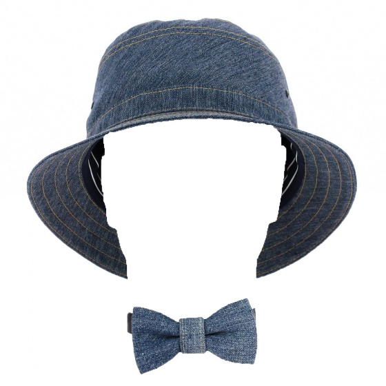 Blue Denim Cotton Bow Tie - Traclet