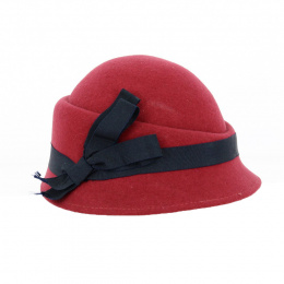 Emma Burgundy Wool Felt Cloche Hat - Traclet