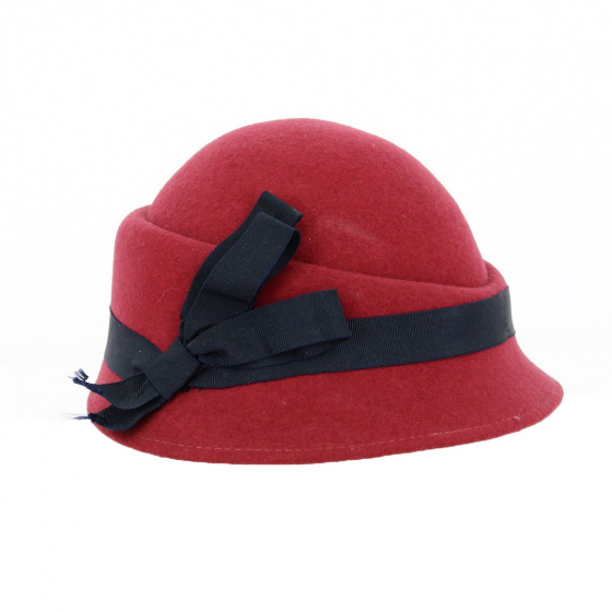 Emma Cloche Hat Wool Felt Burgundy - Traclet