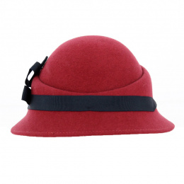 Emma Cloche Hat Wool Felt Burgundy - Traclet