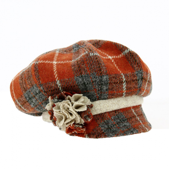Wool Newsboy Cap with Flower - Traclet