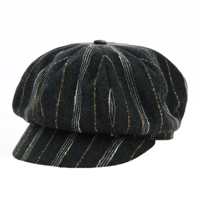 Casquette Gavroche Rayée Noir & Marron - Traclet Reference : 18495 | Chapellerie Traclet