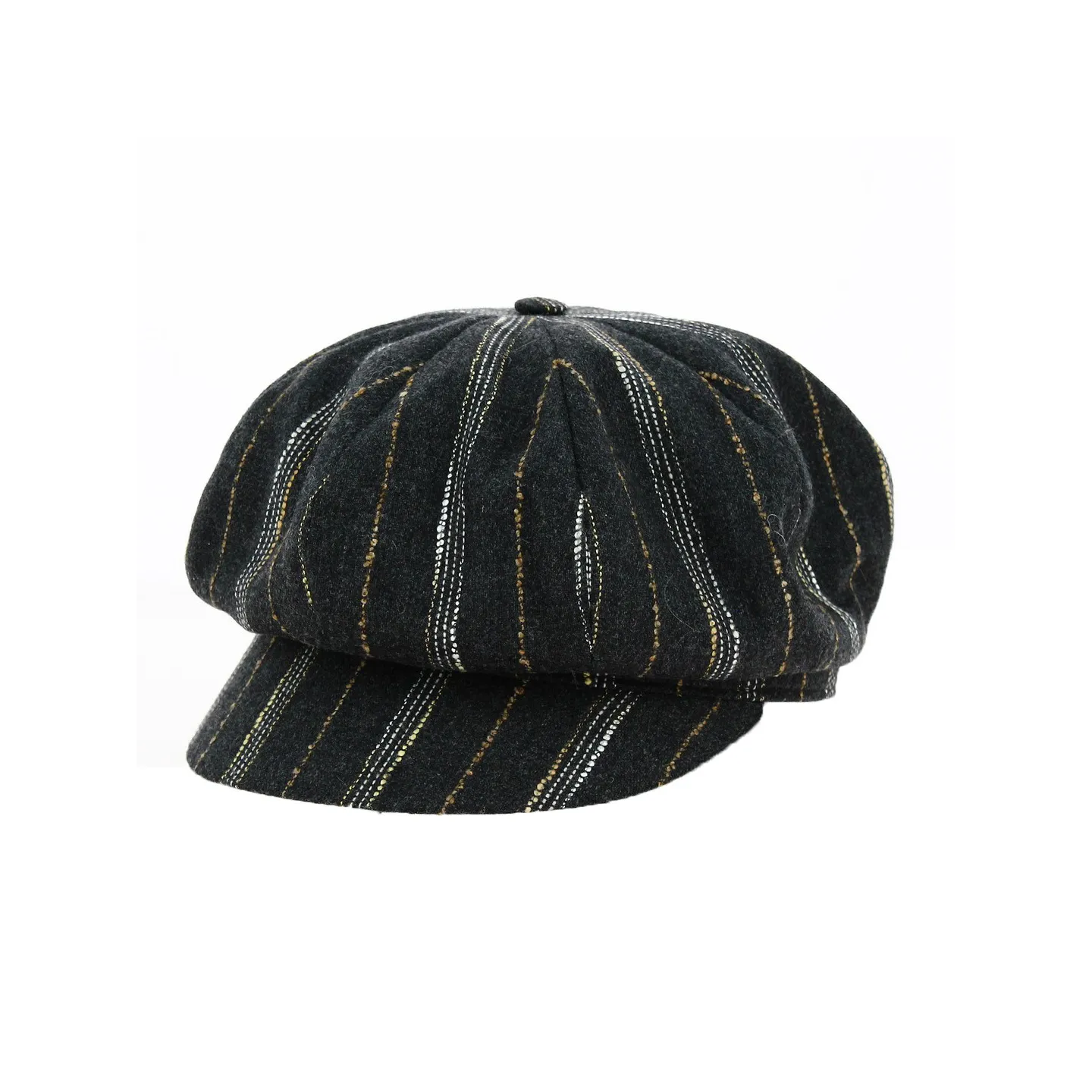 Casquette Gavroche Rayée Noir & Marron - Traclet Reference : 18495 | Chapellerie Traclet