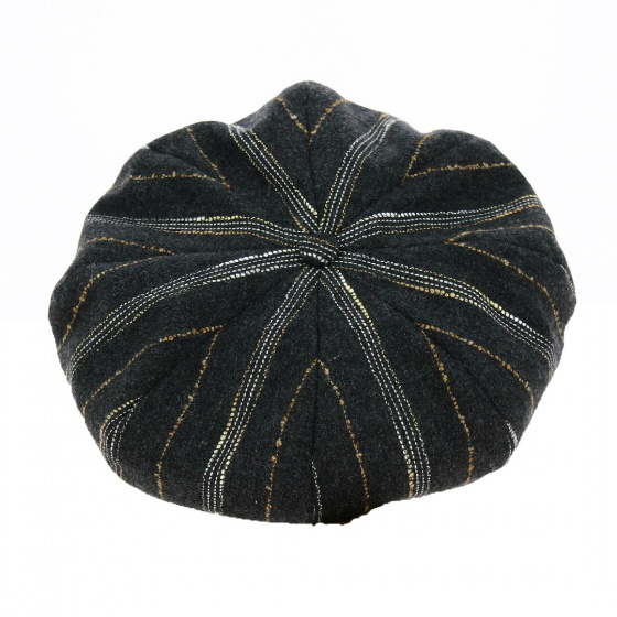 Casquette Gavroche Rayée Noir & Marron - Traclet