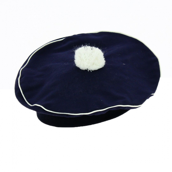 Romain Navy Cotton Children's Beret - Traclet