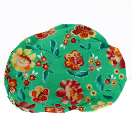 Kids' Floral Green Cotton Romaine Beret - Traclet