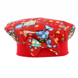 Children's Romaine Cotton Beret Fruity Red - Traclet
