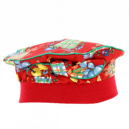 Fruity Red Cotton Toinette Child Beret - Traclet