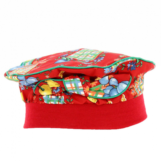 Fruity Red Cotton Toinette Child Beret - Traclet