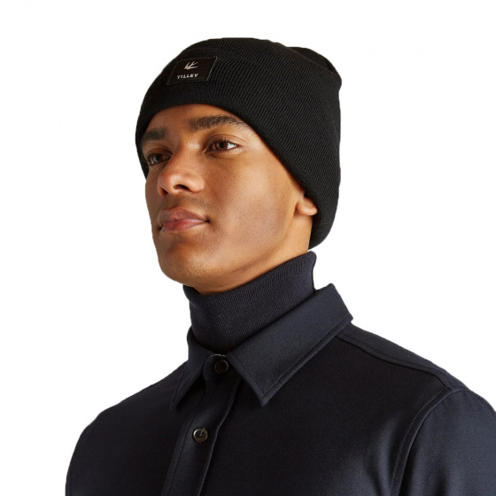Bonnet Boréal Laine Mérinos Noir - Tilley