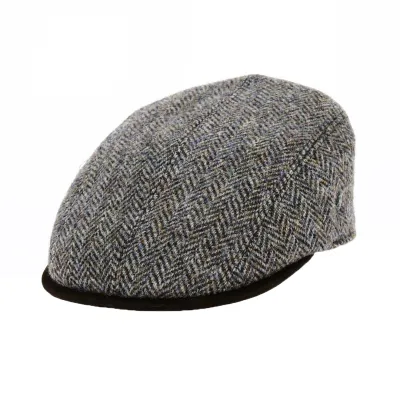 Gray Herringbone Wool Curved Cap - City Sport Reference: 18525 | Chapellerie Traclet