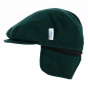 Green Flat Cap Wool Ear Flaps - Traclet