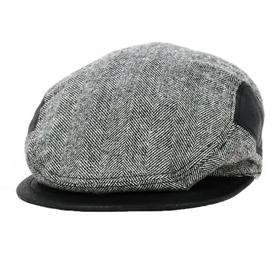Kids Black Herringbone Flat Cap - Traclet Reference: 18561 | Traclet Hatters