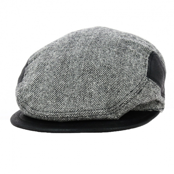 Kids Black Herringbone Flat Cap - Traclet