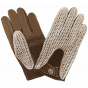 Brown Unlined Crochet Leather Driving Gloves - Glove Story