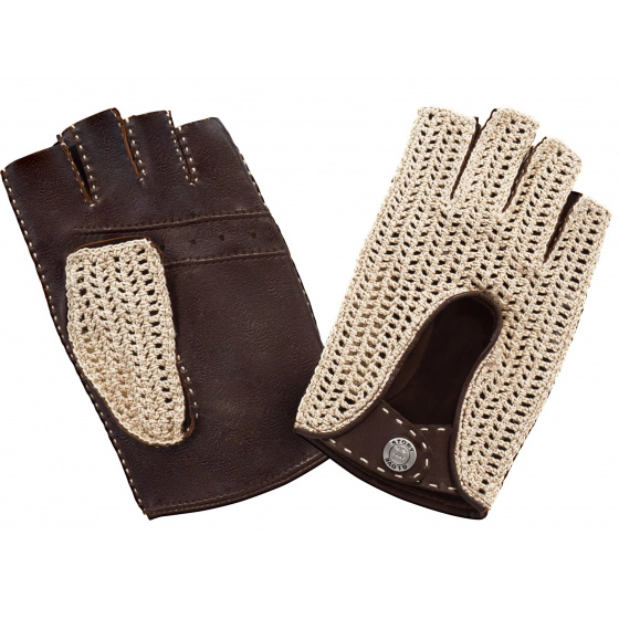 Mitaine de Conduite Cuir & Coton Marron - Glove Story Mitaine de Conduite Cuir & Coton Marron - Glove Story
