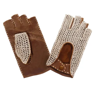 Women's Leather & Cotton Cork Driving Mitt - Glove Story