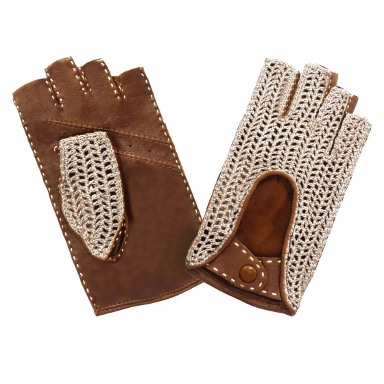Women's Leather & Cotton Cork Driving Mitt - Glove Story