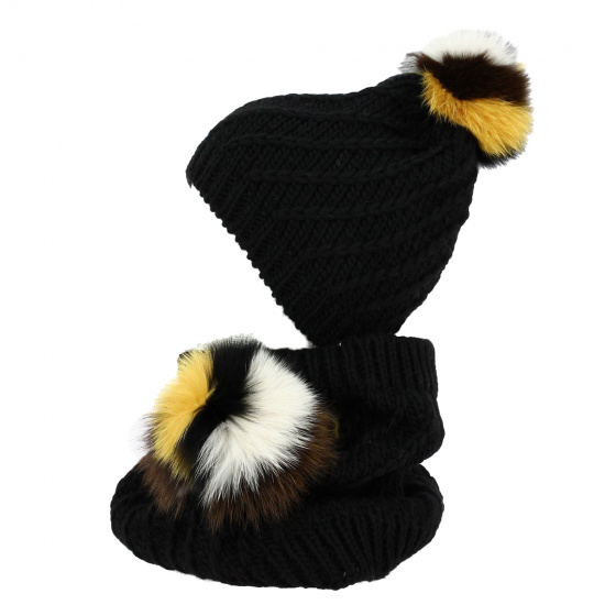 Cable Knit Alpaca Pom Pom Beanie - Traclet