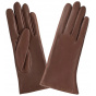 Galia Women's Brown Silk-Lined Leather Gloves - Glove Story