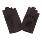 Women's Brown Leather Driving Fingerless Gloves - Glove Story