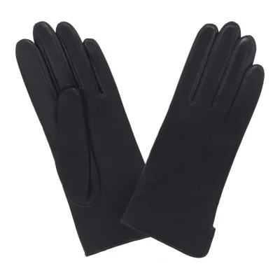 Women's Galia Leather Gloves Lined with Cashmere Black - Glove Story Reference: 18632 | Chapellerie traclet