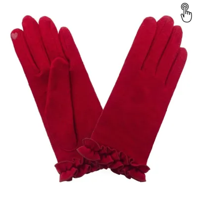 Femme Fronce Tactile Rouge - Glove Story  Reference : 18633 | Chapellerie Traclet