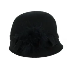 Chapeau Cloche Sophia Feutre Laine Noir Made in France- Traclet Reference : 18654 | Chapellerie Traclet