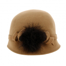 Sophia Cloche Hat Wool Felt Camel - Traclet