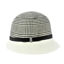 Houndstooth and White Wool Felt Cloche Hat - Traclet Reference: 17047 | Traclet Millinery