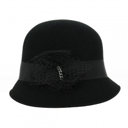 Maithe Cloche Hat Wool Felt Black - Traclet