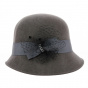Gray Wool Felt Maithe Cloche Hat - Traclet