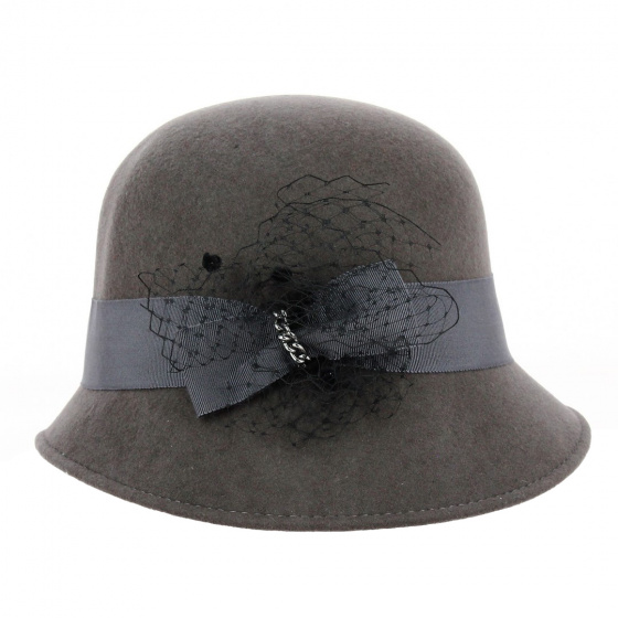 Gray Wool Felt Cloche Hat Maithe - Traclet